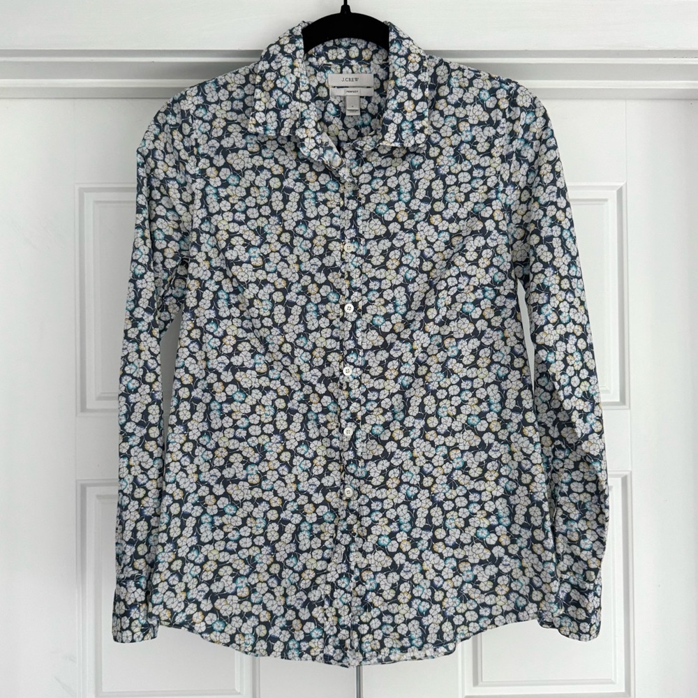 J. Crew Perfect Shirt, Floral, size 0